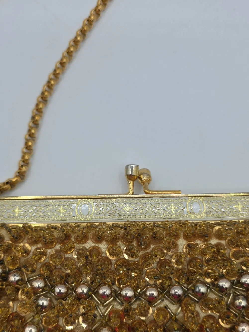 Vintage Delill Beaded And Sequence Handbag With Gold Chain 32